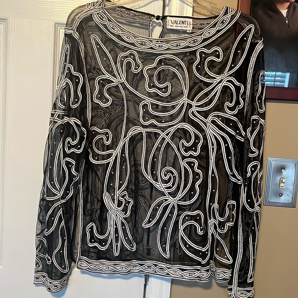 Valenti size medium sheer embroidered top